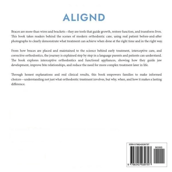 Back cover of ALIGND, with the book's description