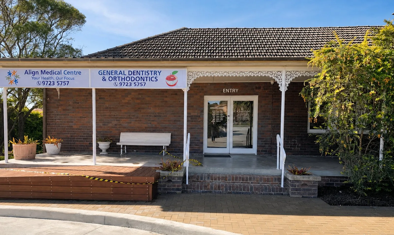 The entrance to Align Dentistry, Orthodontics and Medical Centre at 2 Epsom Road, Chipping Norton